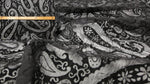 schwarz Samtartig Flockstoff Ausbrenner Stoff Paisley Meterware